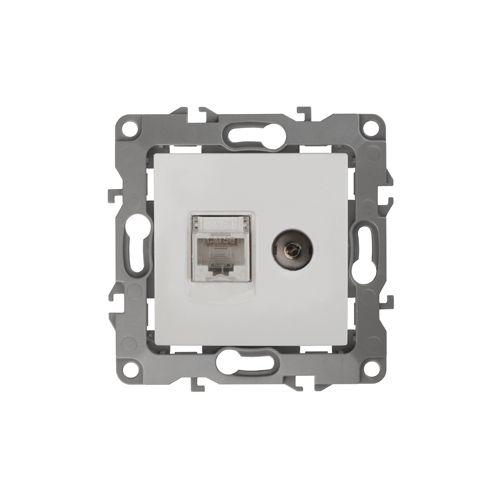 Розетка компьютерная + телевизионная Эра12 12-3110-01 RJ45 + TV IP20 бел. Эра Б0027441
